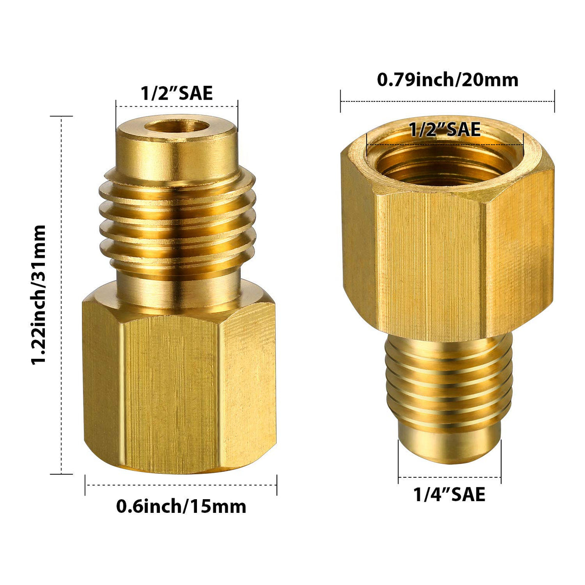 Mudder close-up of brass threads and flare face showing precise machining and leak prevention