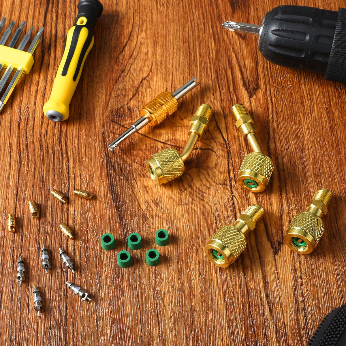 Mudder adapters connected to mini-split valve demonstrating easier service access