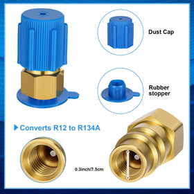 Mudder universal retrofit valve on label, enabling R12-to-R134a service conversion