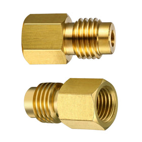 Mudder 6015 adapter side profile illustrating 1/2" female to 1/4" male flare conversion advantage
