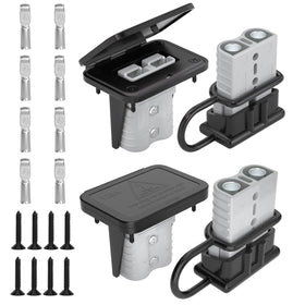 Muelnmey front view of 120A connector kit showing components and packaging benefit: complete kit