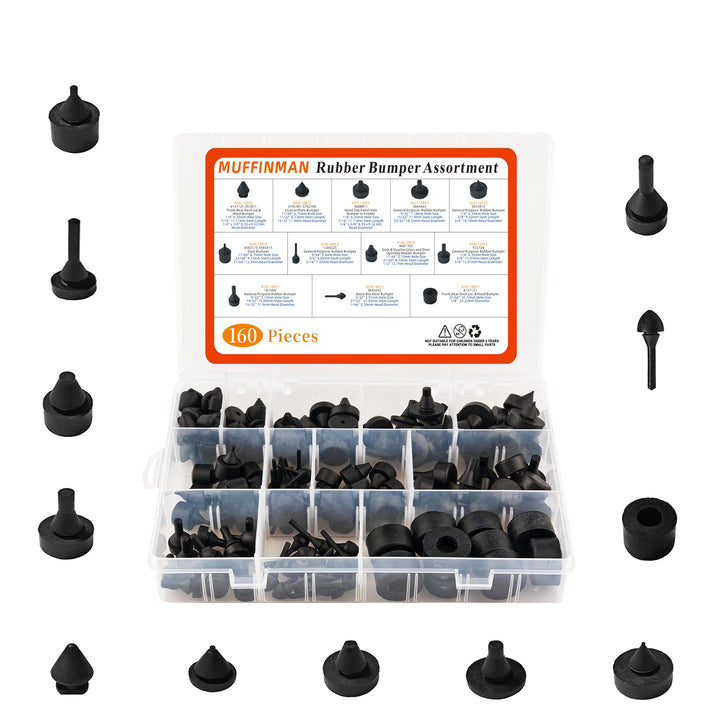 MUFFINMAN front packaging showing 160-piece bumper assortment and storage box for easy access