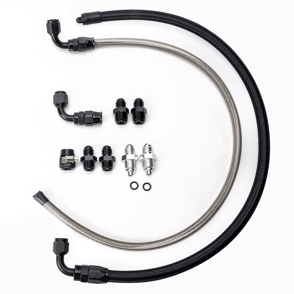 muge racing front packaging showing full hose kit and included adapters for quick install
