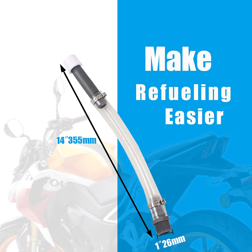 muge racing hose in use pouring fuel neatly into tank without spillage