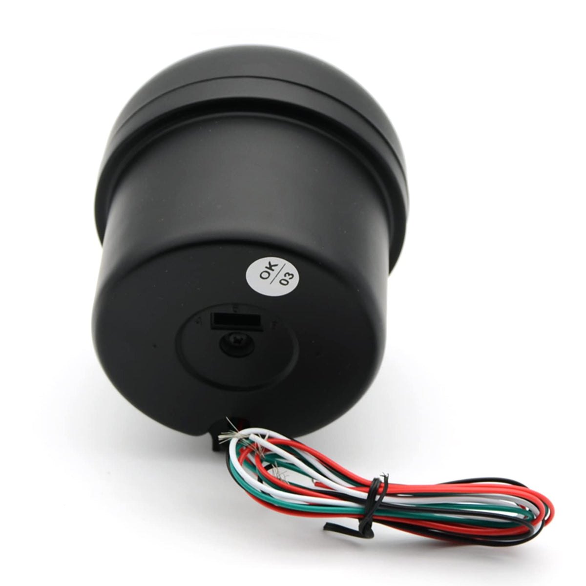 Mulcort tachometer beside ruler showing 3.75-inch size for easy pod or dash placement