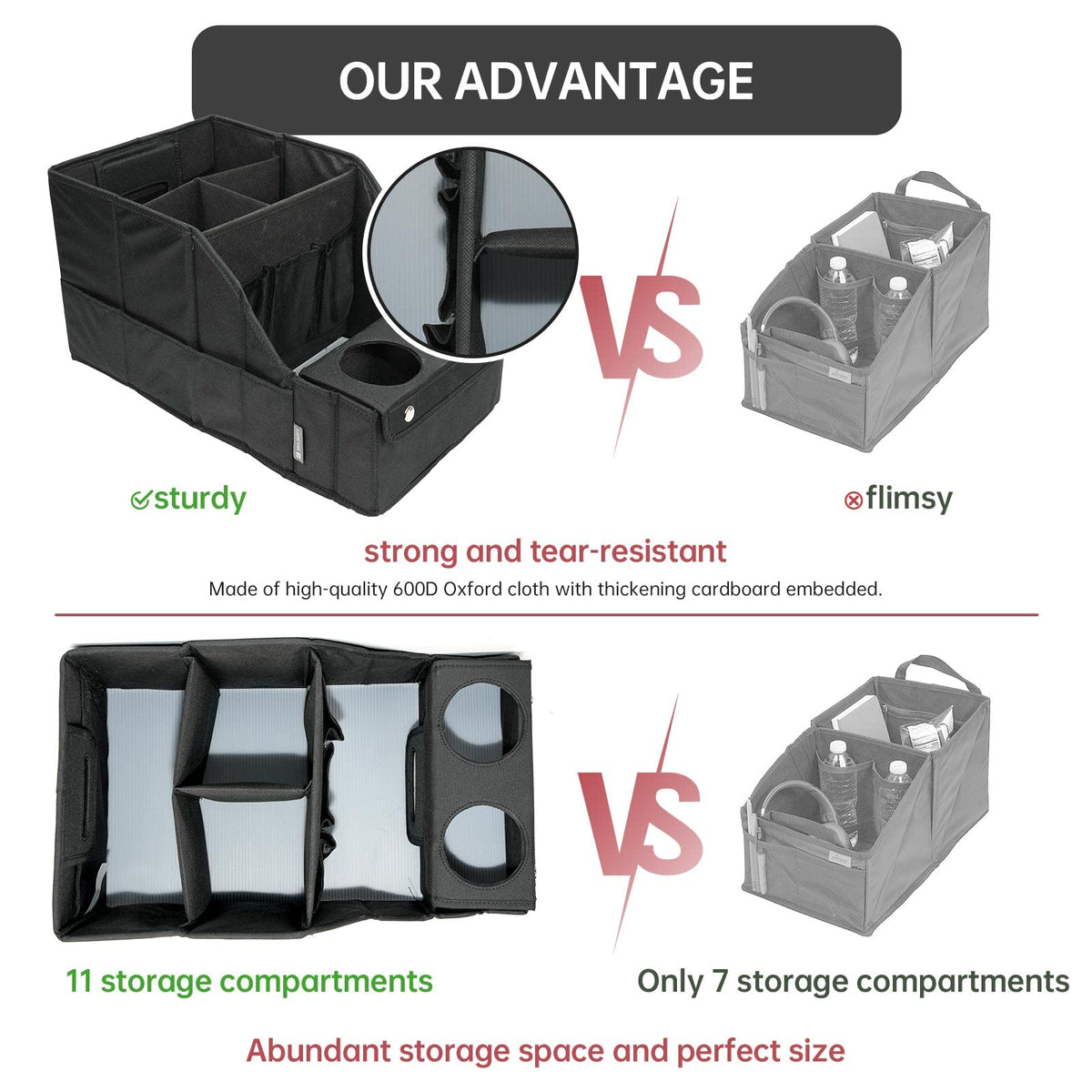 MULISOFT internal mesh pockets holding accessories for easy access