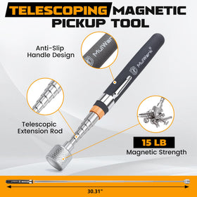 mulwark magnetic pickup tool retrieving a dropped bolt quickly
