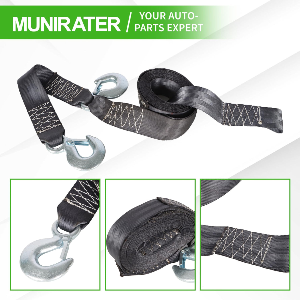 munirater strap installed on trailer bow demonstrating easy fit