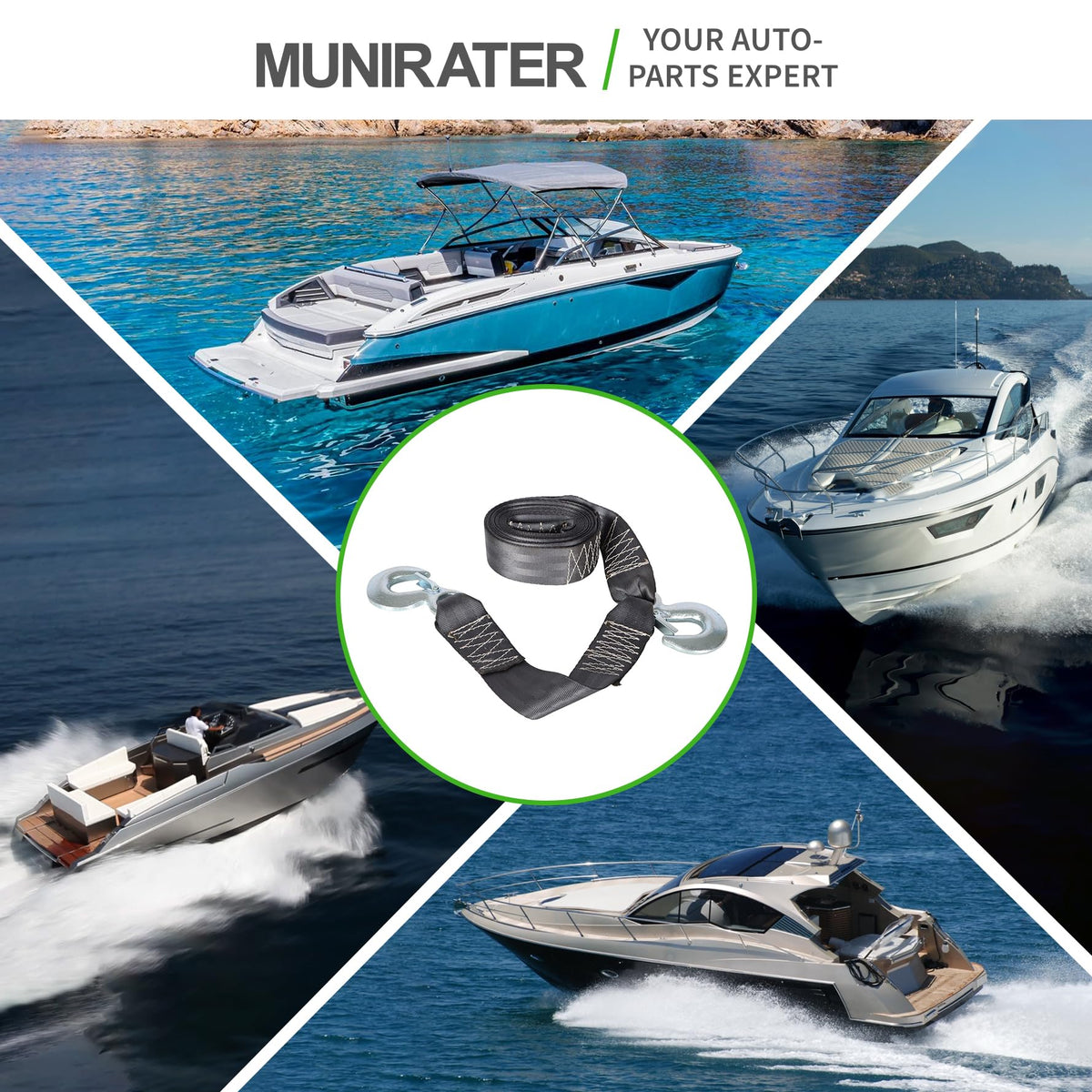 munirater winch strap in trailer launch scene showing reliable use