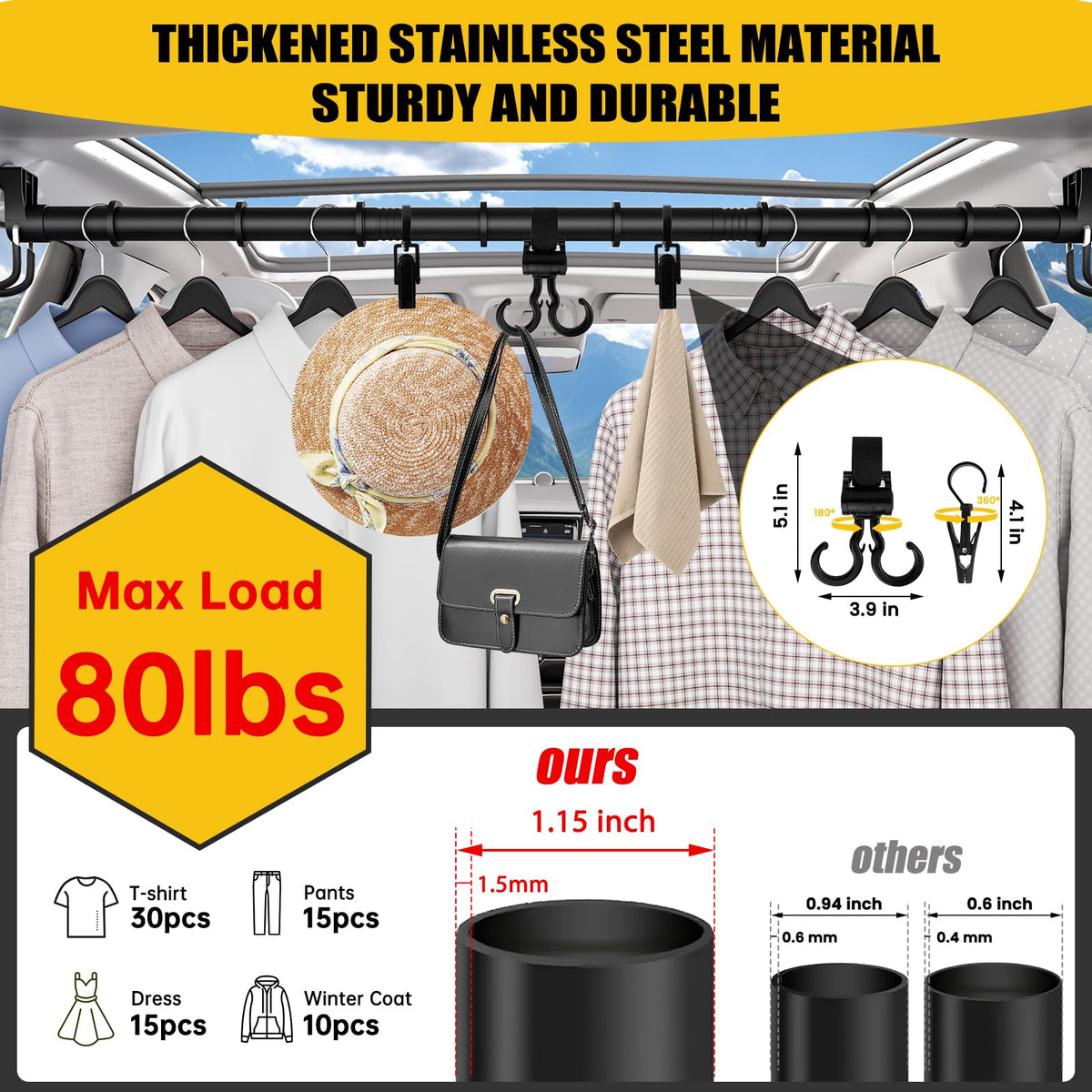 MUOFAHYI detailed view of hook with rubber protector preventing garment slips