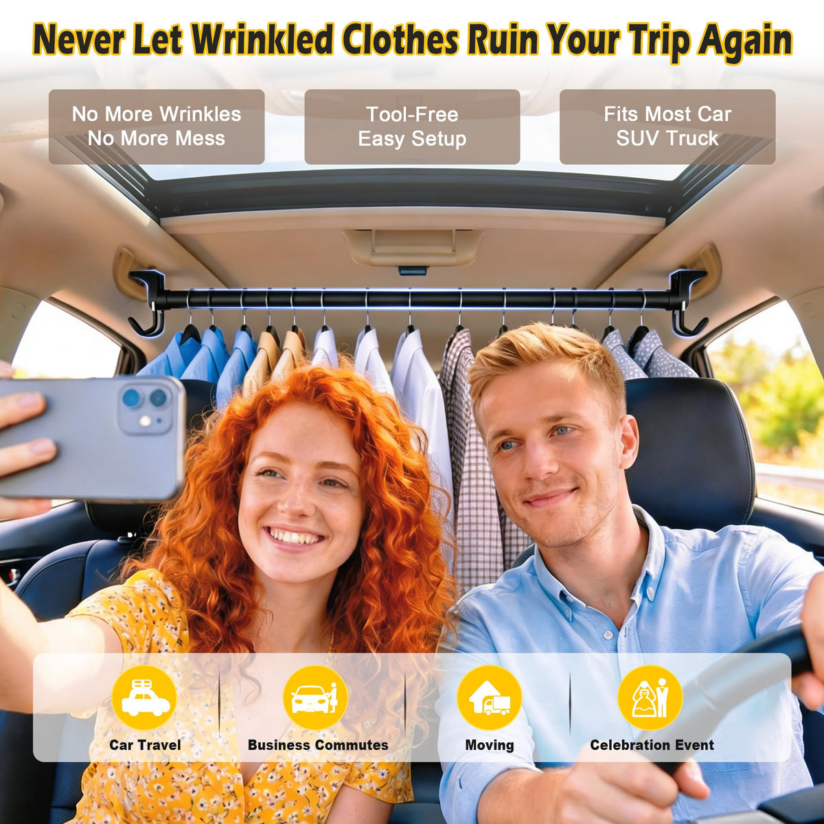 MUOFAHYI installed across backseat keeping clothes organized during travel