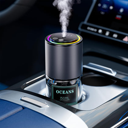 MUQAXAZT front view of diffuser showing compact design and branding, promotes easy installation