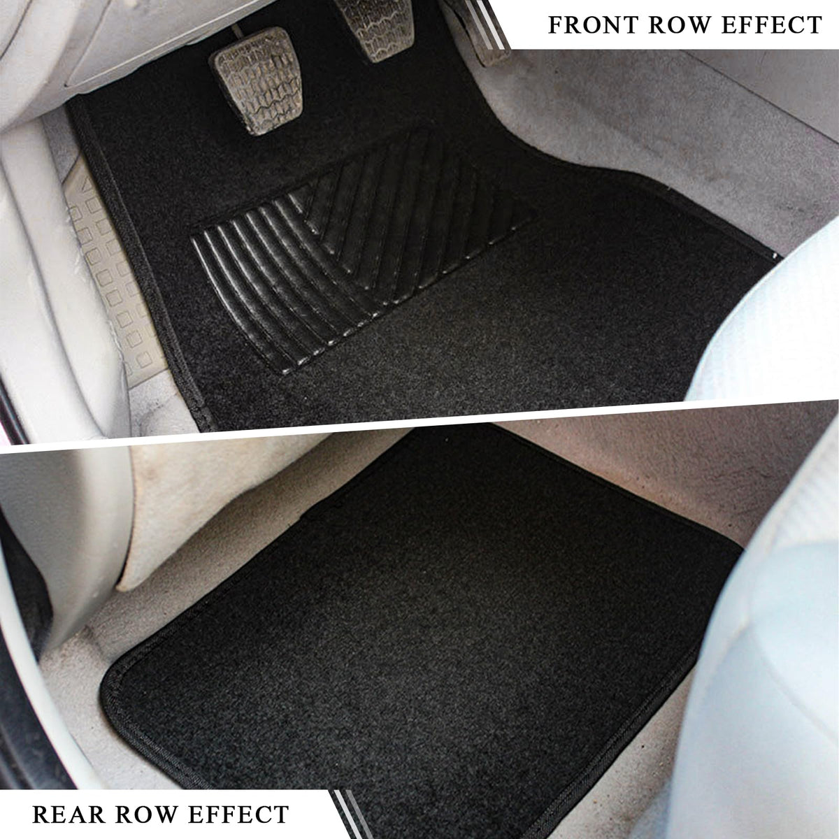 MUQIDA mats installed in vehicle front seat offering full floor coverage