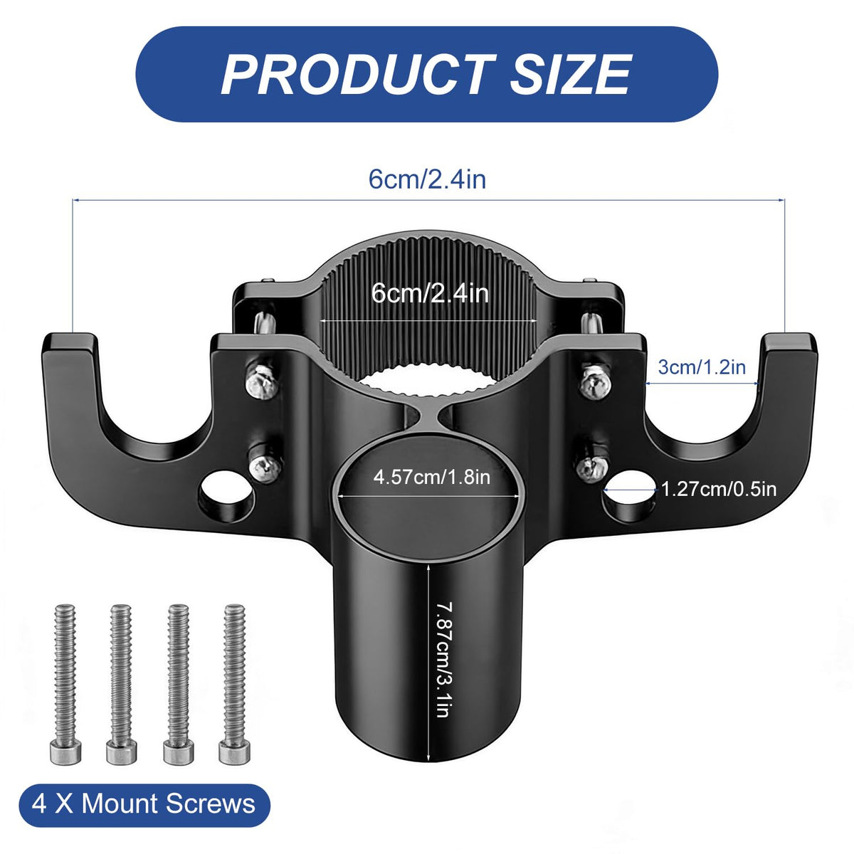 MUSICRAB holder shown to scale on trailer tongue for fit reference