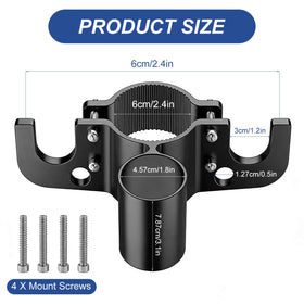 MUSICRAB holder shown to scale on trailer tongue for fit reference