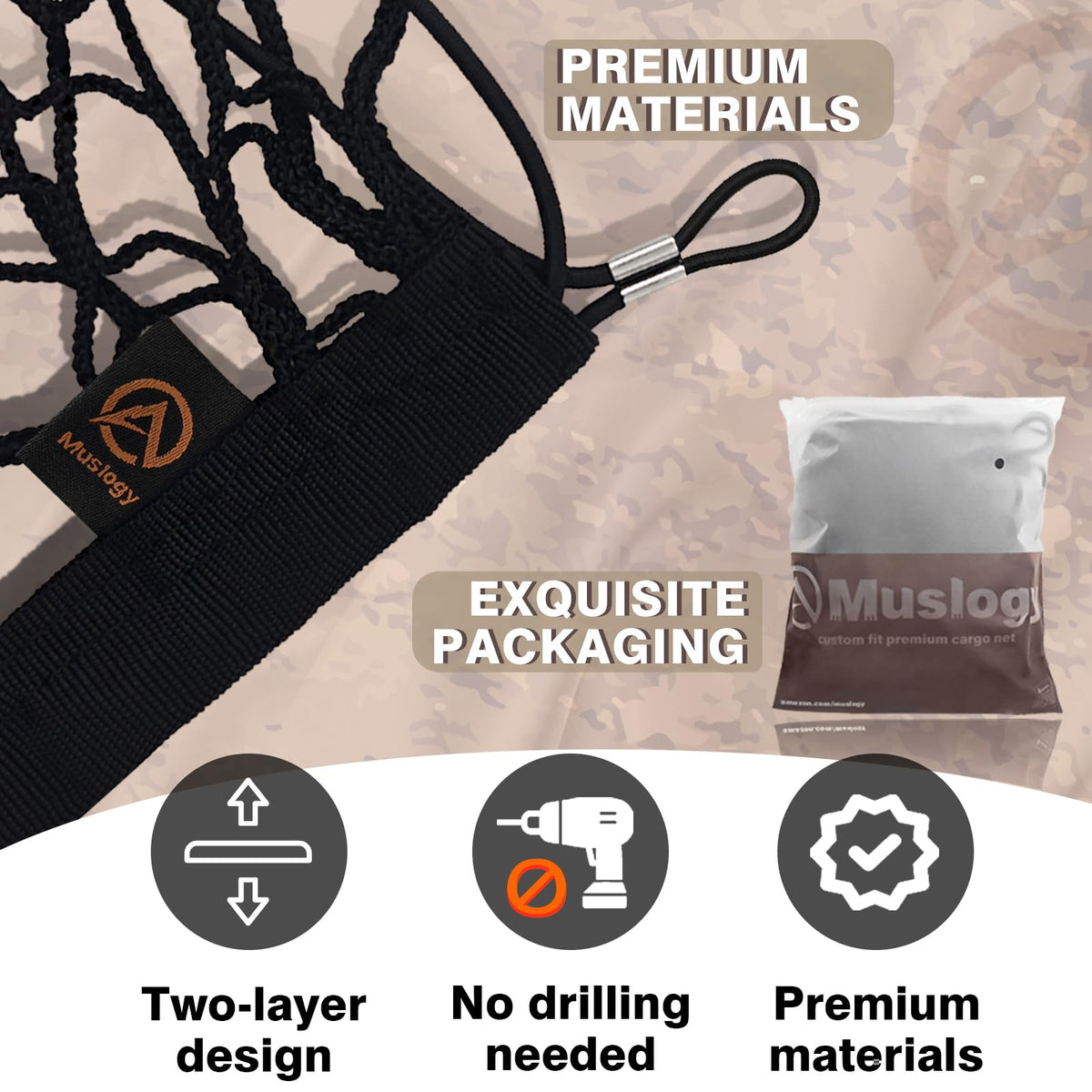 Muslogy heavy-duty aluminum carabiner detail showing secure attachment strength