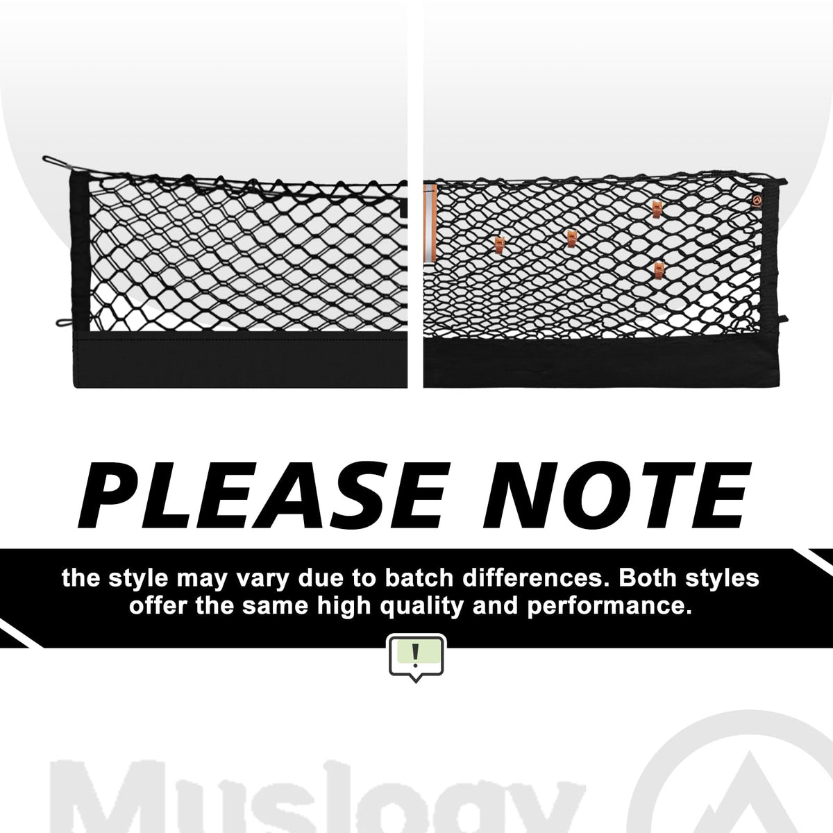 Muslogy cargo net holding varied items showing versatile use and improved trunk order
