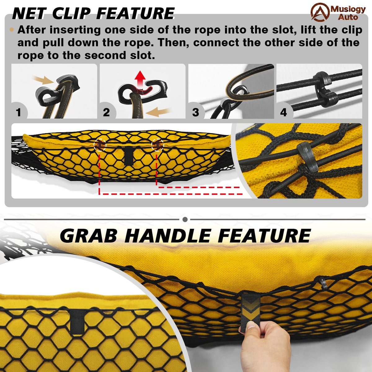 Muslogy bottom rope detail maintaining upright net and stable cargo