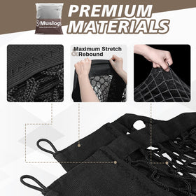Muslogy cargo net installed in Kia Sportage trunk stretched around items for stability