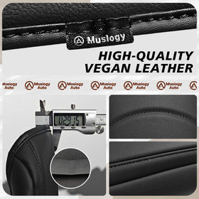 Muslogy closeup vegan leather texture highlighting breathable, smooth surface