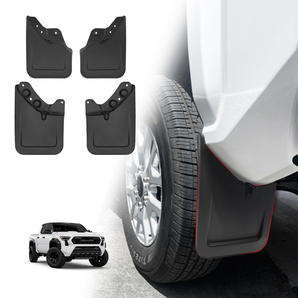 Muslogy front mud flap on Tacoma showing precise fit and added protection