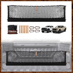 Muslogy front packaging showing fit for Colorado and Canyon, protects cargo