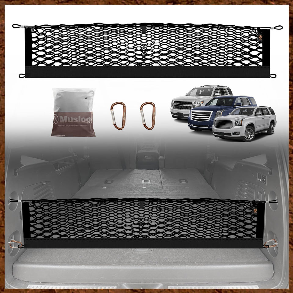 Muslogy front packaging showing fitment for Tahoe/Yukon/Escalade, clear fit benefit