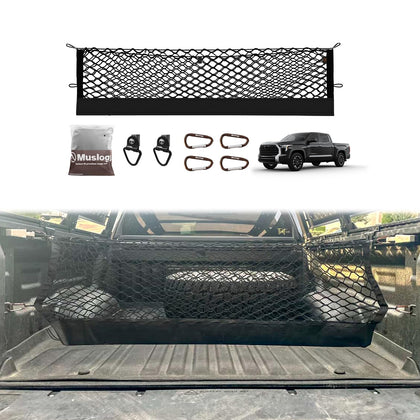 Muslogy front packaging showing net and included hardware for quick setup