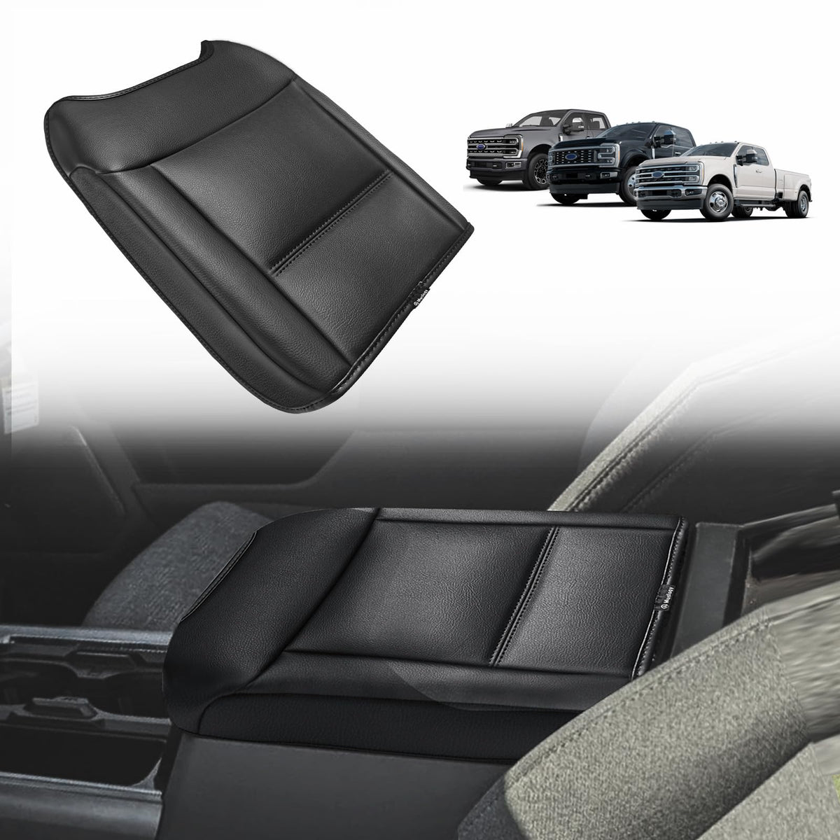 Muslogy front view of armrest cover showing clean OEM fit and added comfort