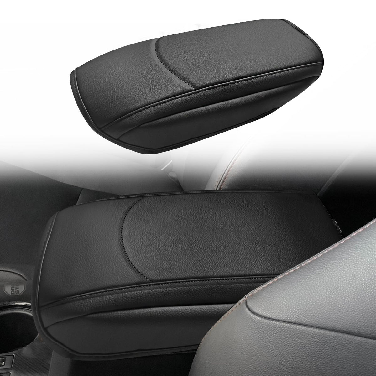 Muslogy front view center console armrest cover showing seamless fit and comfort