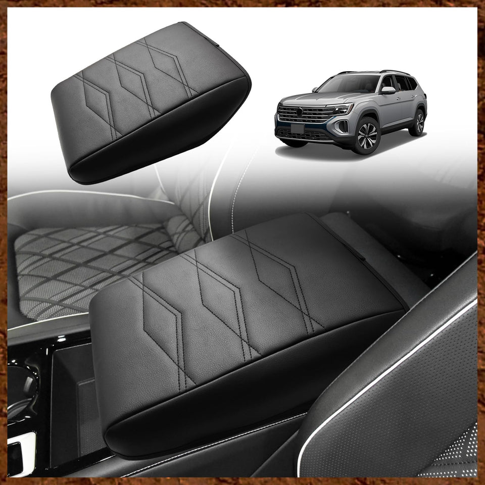 Muslogy front view of console armrest cover showing sleek OEM fit and added comfort