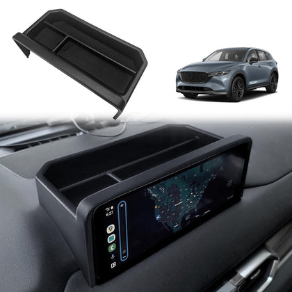Muslogy front view of dash box showing clean fit and added storage benefit