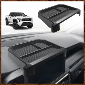 Muslogy front view of dashboard organizer showing clean fit and extra storage benefit