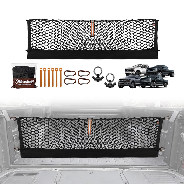 Muslogy front view installed in Ford F150 showing secure cargo benefit
