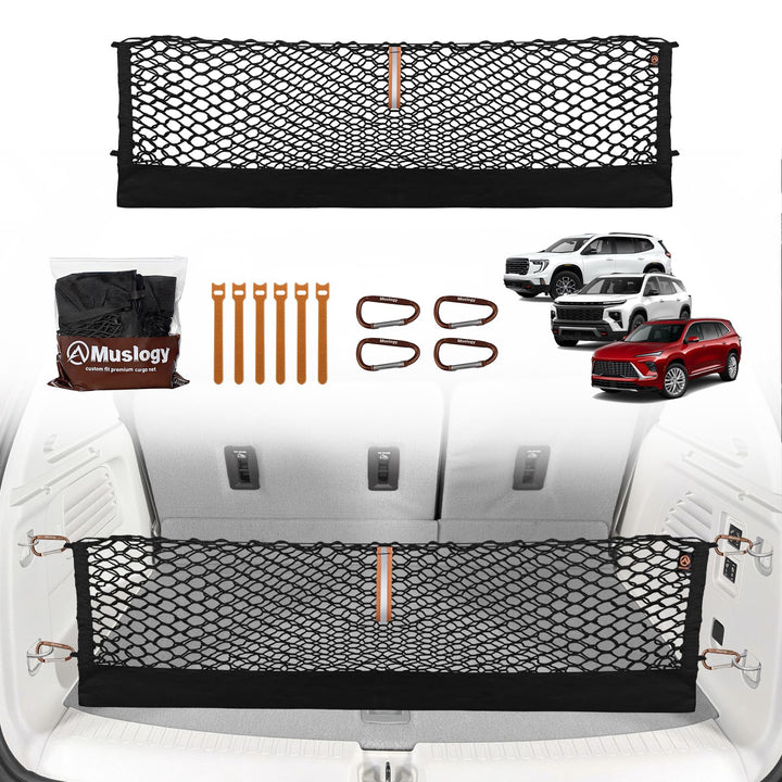 Muslogy trunk net front view installed showing tidy cargo space and secure storage