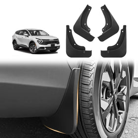 Muslogy front mud flap on Kia Sportage showing neat fit and front protection
