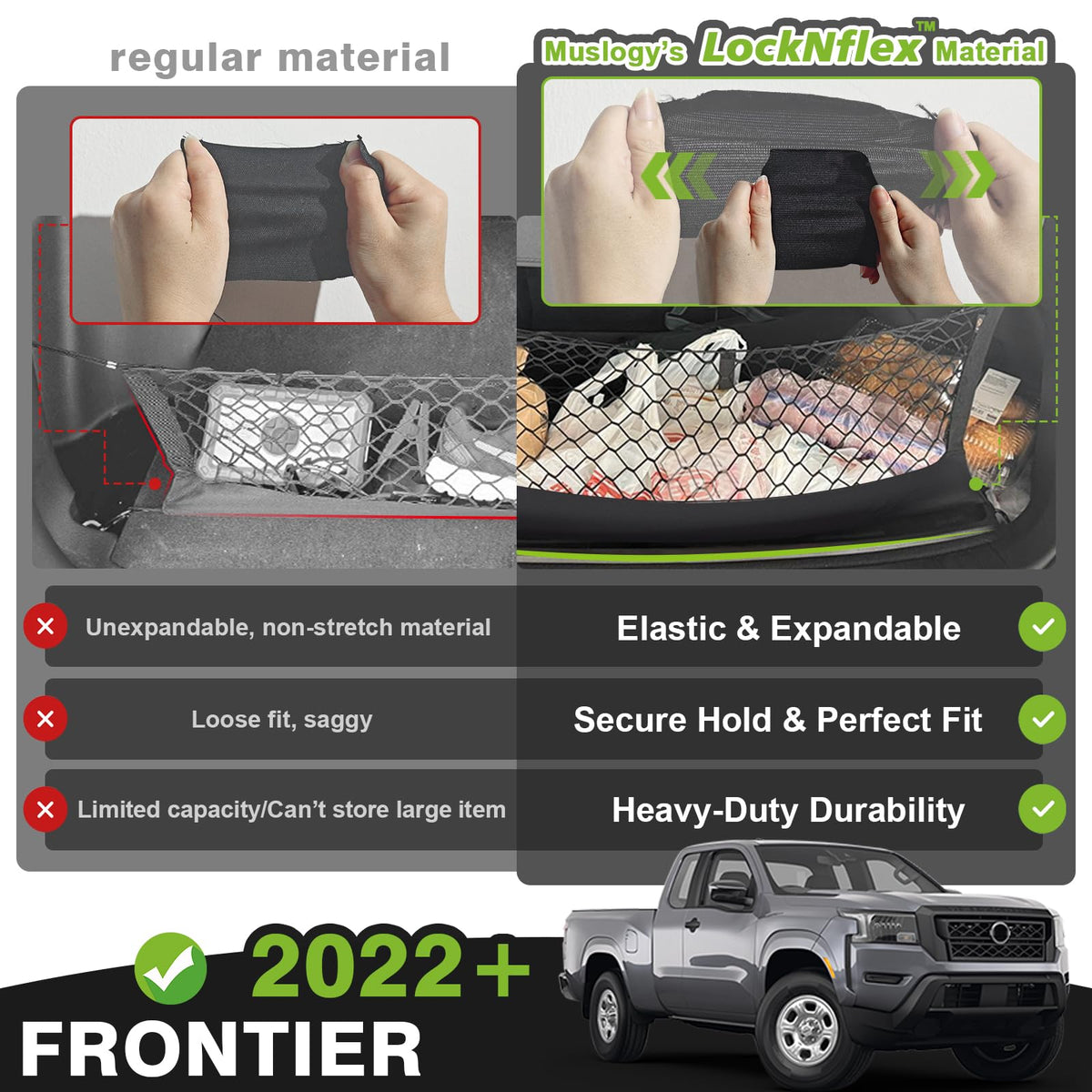 Muslogy net holding grocery bags to prevent sliding and protect contents