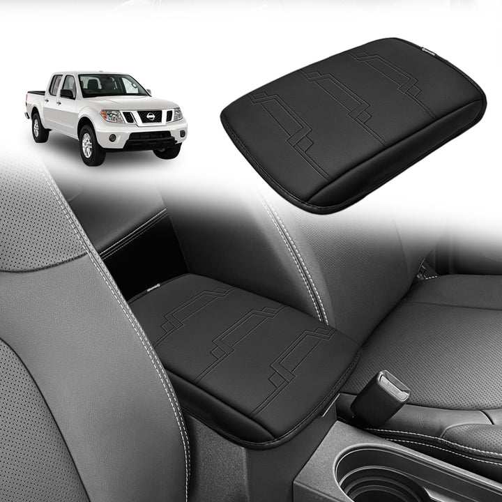 Muslogy front view of console cover showing precise Frontier fit and improved comfort