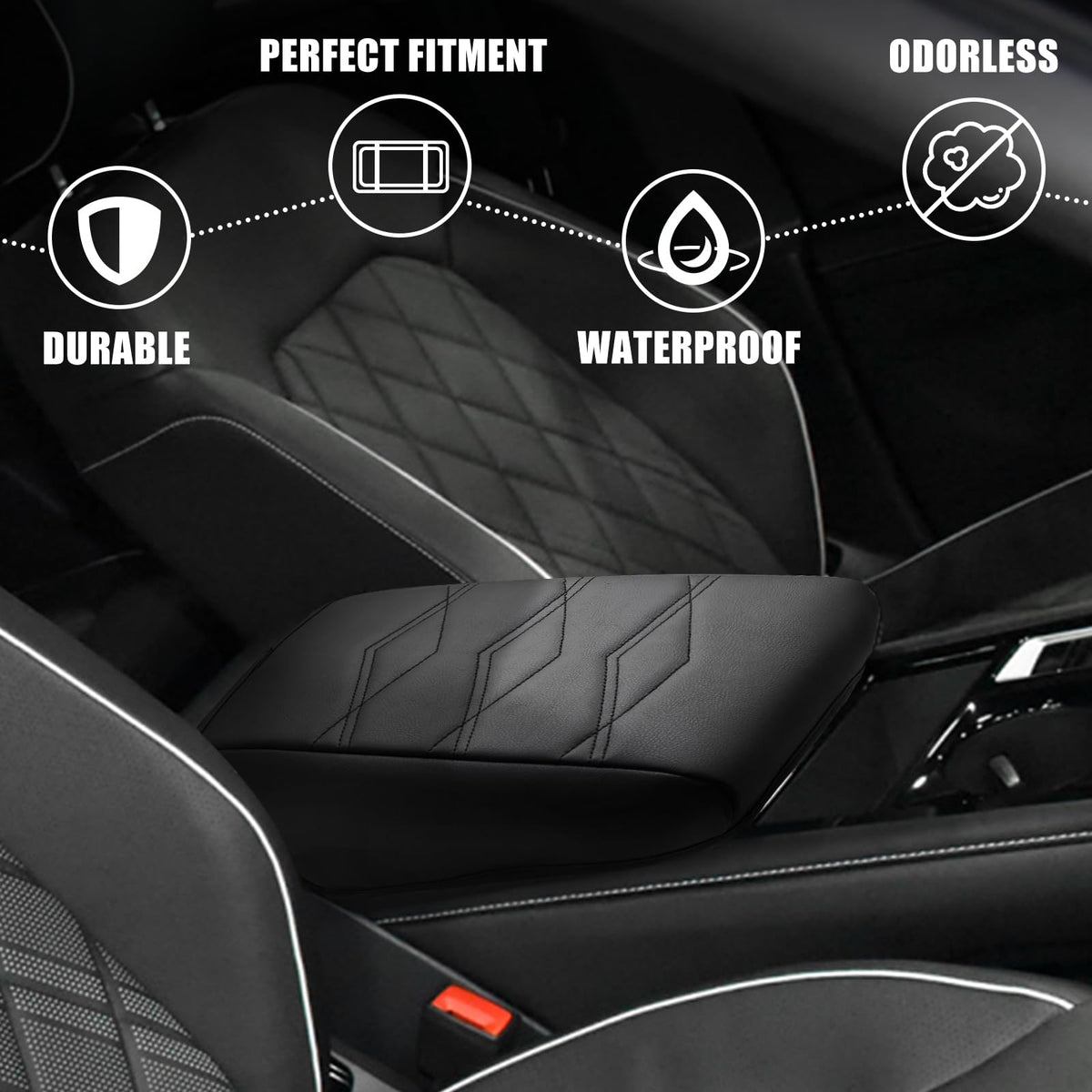 Muslogy in-car lifestyle driving view illustrating improved elbow comfort on long trips