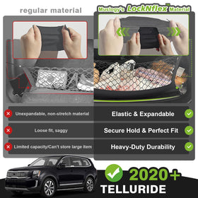 Muslogy cargo net holding groceries and tools preventing movement during drive