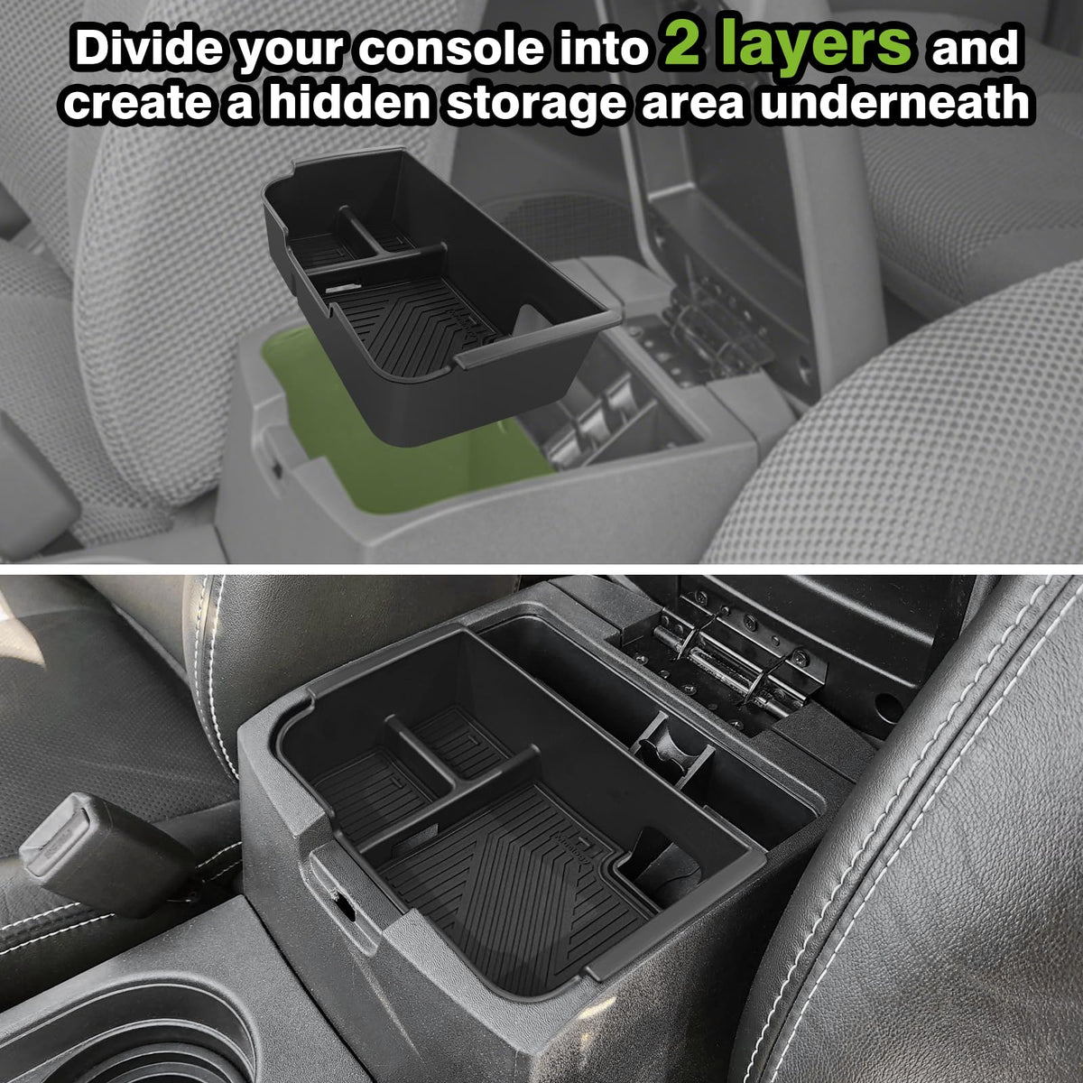 Muslogy installed in Nissan Frontier demonstrating tidy center console and easy access