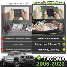 Muslogy cargo net installed in Tacoma bed keeping items secure