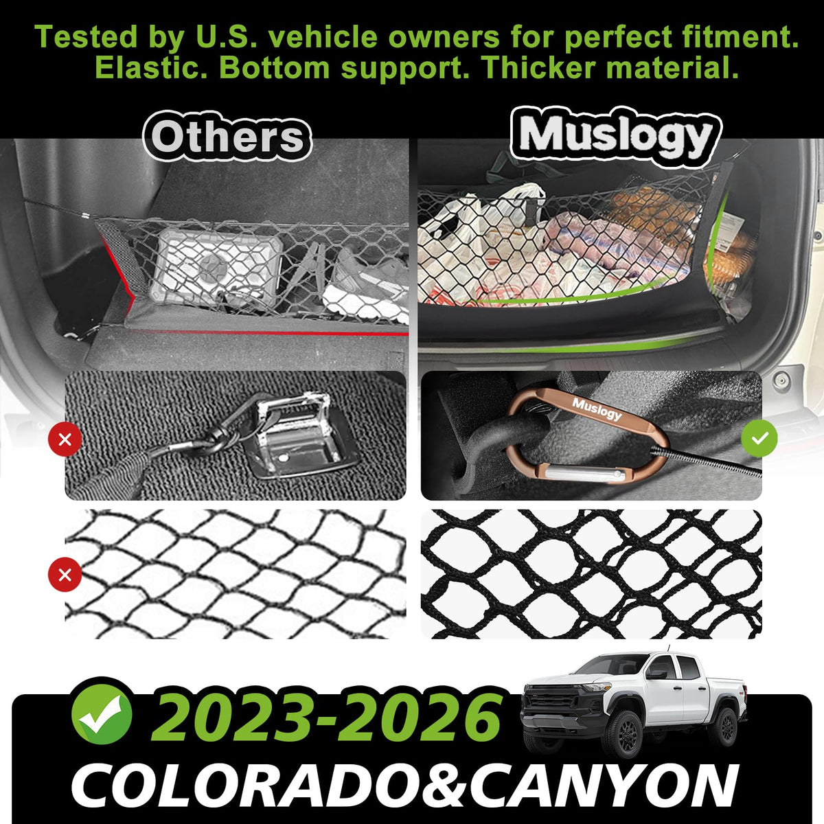 Muslogy installed in trunk showing organized cargo and safer driving