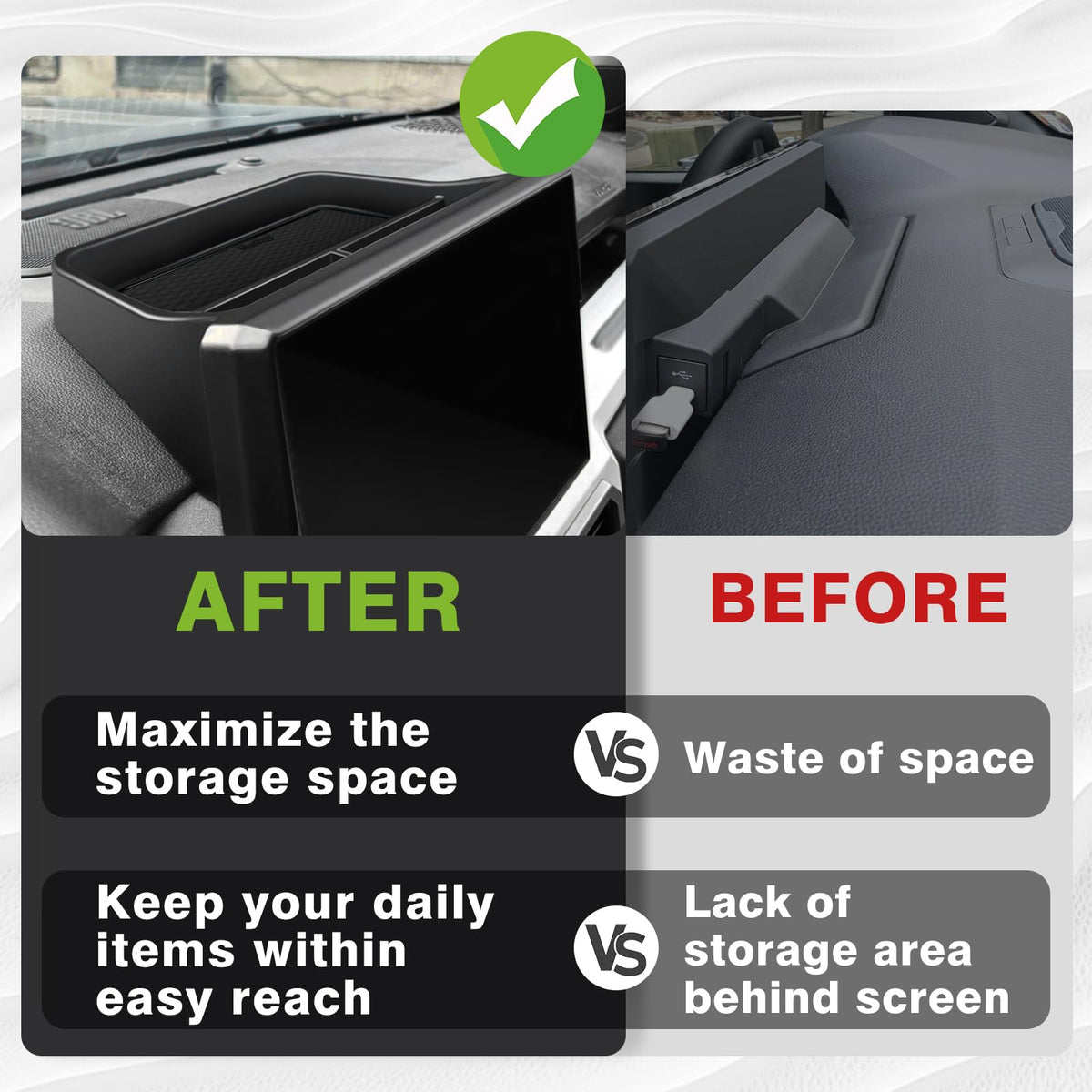 Muslogy installed behind 14-inch screen demonstrating precise fit benefit