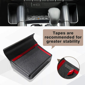 Muslogy on right console with phone showing easy reach and secure placement