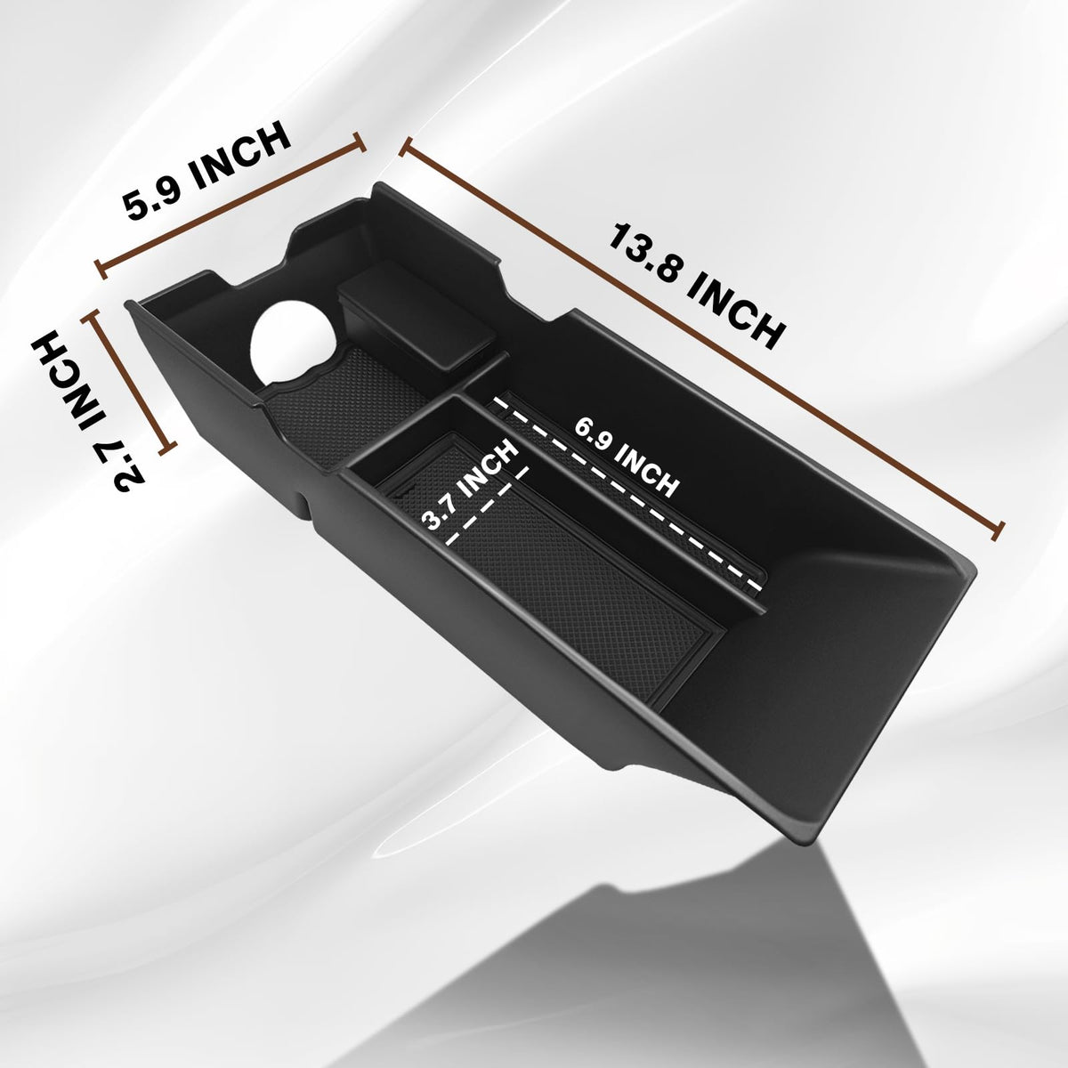 Muslogy open top revealing hidden lower storage space for bulk items