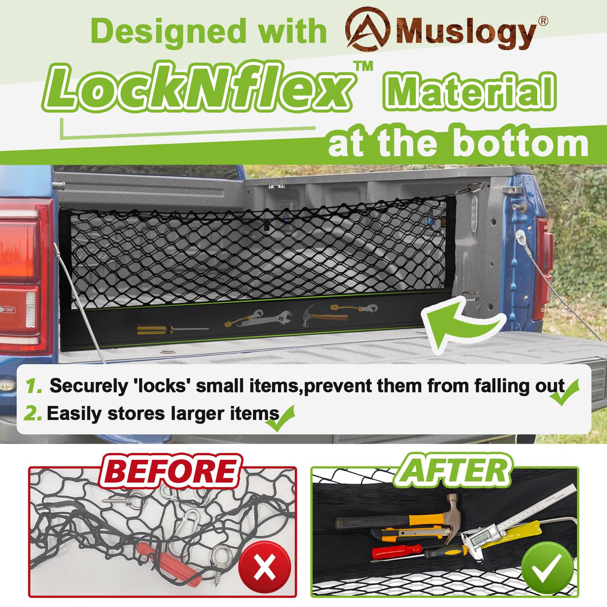 Muslogy LockNflex close-up texture showing durable containment