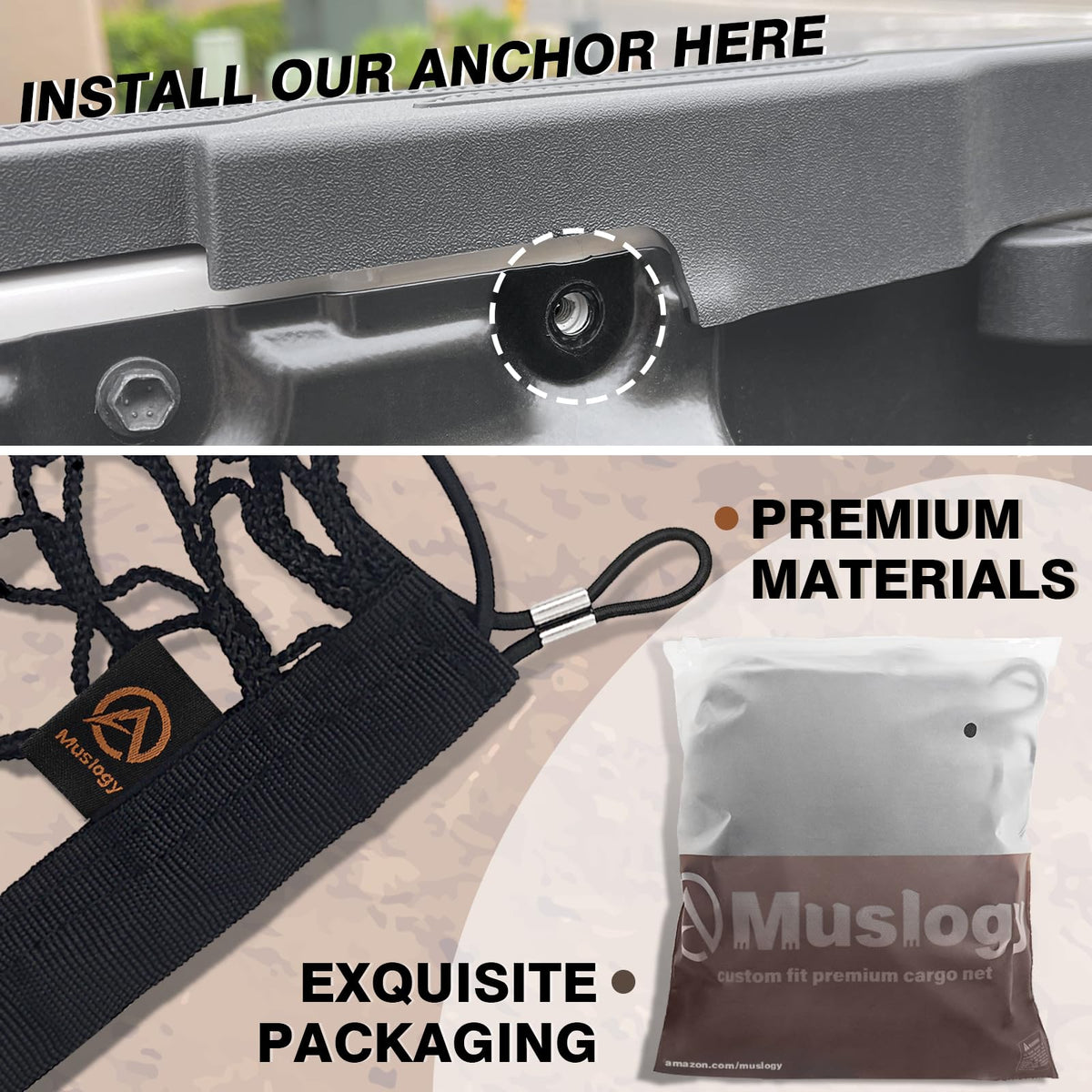 Muslogy heavy-duty carabiners detail proving strong attachment