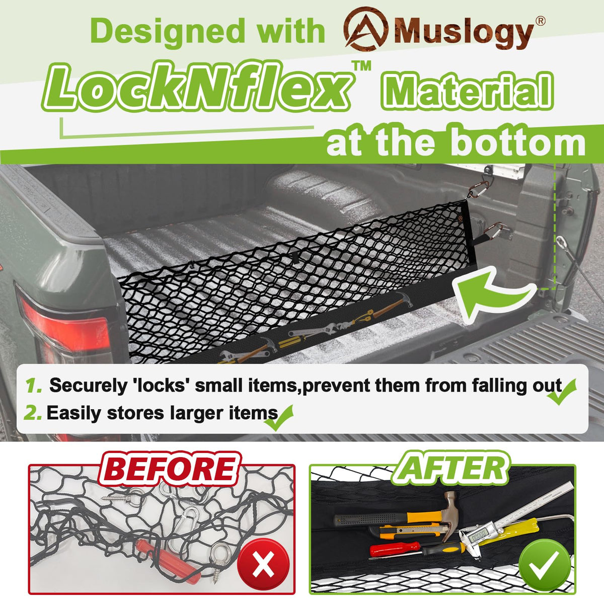 Muslogy metallic clip detail showing heavy-duty hook for strong anchoring