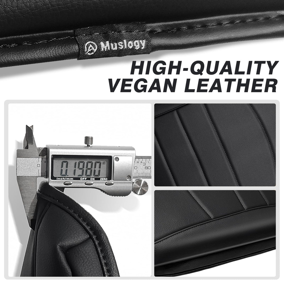Muslogy side profile showing 0.198-inch thickness for added elbow comfort